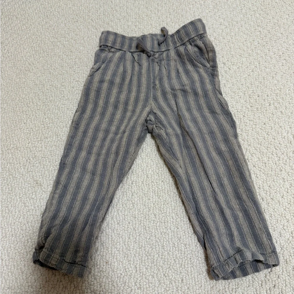 Zara Striped Gray Kids Drawstring Pants